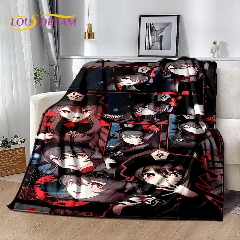 Genshin Impact Cartone Animato Gioco Coperta Morbida di Peluche, Coperta di Flanella Coperta da Lancio per Soggiorno Camera da Letto Letto Divano Copertura da Picnic Bambini
