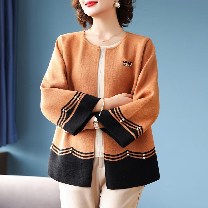 Bao Liando Mid-Aged Women's Knitted Round Neck Cardigan