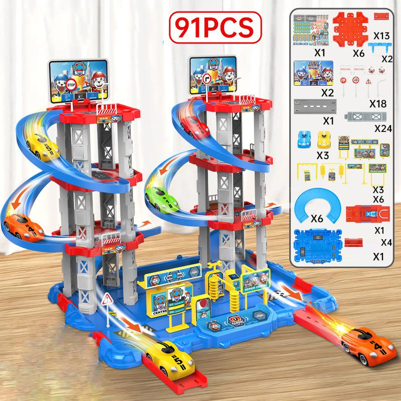 Racing Rail Car Toys Children Garage Catapult Sports Track Game Toys Kids Building Parking Baby Lot Gas Station DIY Winding Road