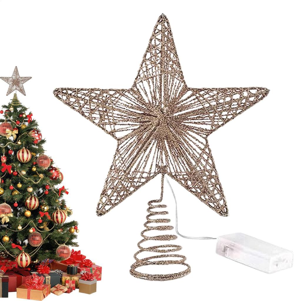 Christmas Tree Topper Decoration Iron Star-shaped LED Light Tree Toppers For Festival Wedding Party Office New Year Holiday