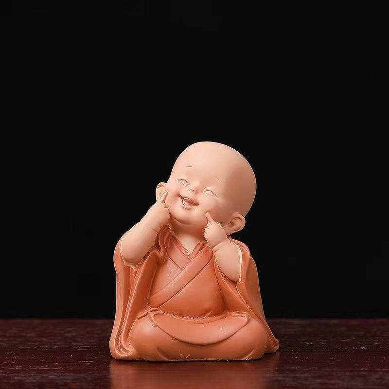 Resin Cute little monk sculptures and figurines Home, Room Car, Office,  Table decoration and accessories Wealth Luck Decor