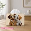 1pc 2d Flat-printed 17.78x10.92x12.95cm Tissue Box Loving Puppy Duo Suitable for Tissues/roll Paper/napkins Cjh528s115, 2D Flat