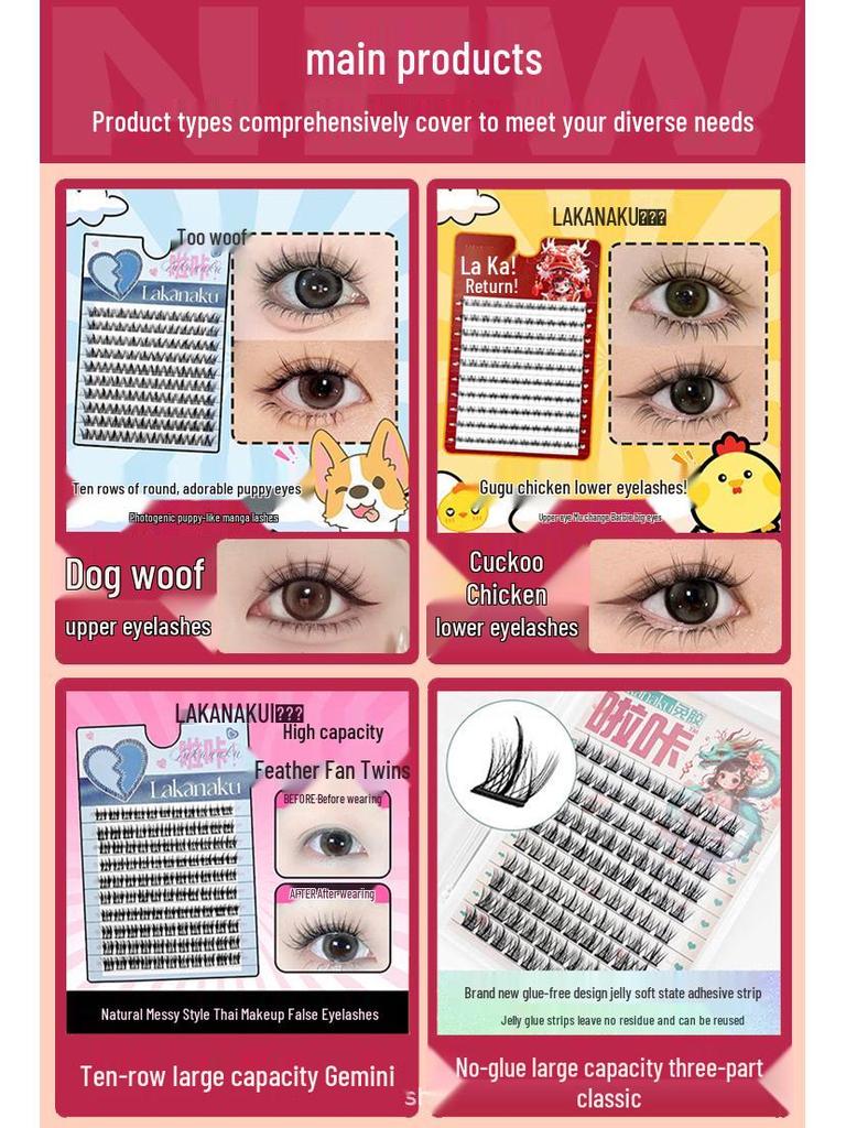 16-Row Matte Round Mink Velvet Manga Style Eyelashes - Natural, Comfortable, Dense, and Manually Bloomed.