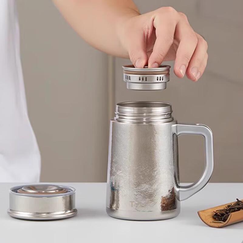 TAIC Pure Titanium Insulated Tea Mug with Handle