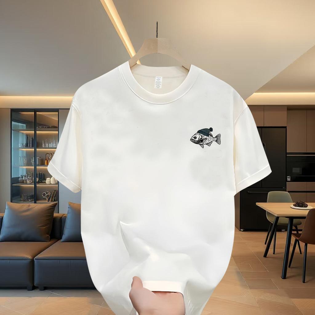 Cross-Border Exclusive Explosive Goods, Good Goods 100% Cotton Short-Sleeved T-Shirt Men'S Trend Round Neck Loose Temperament Casual T-Shirt