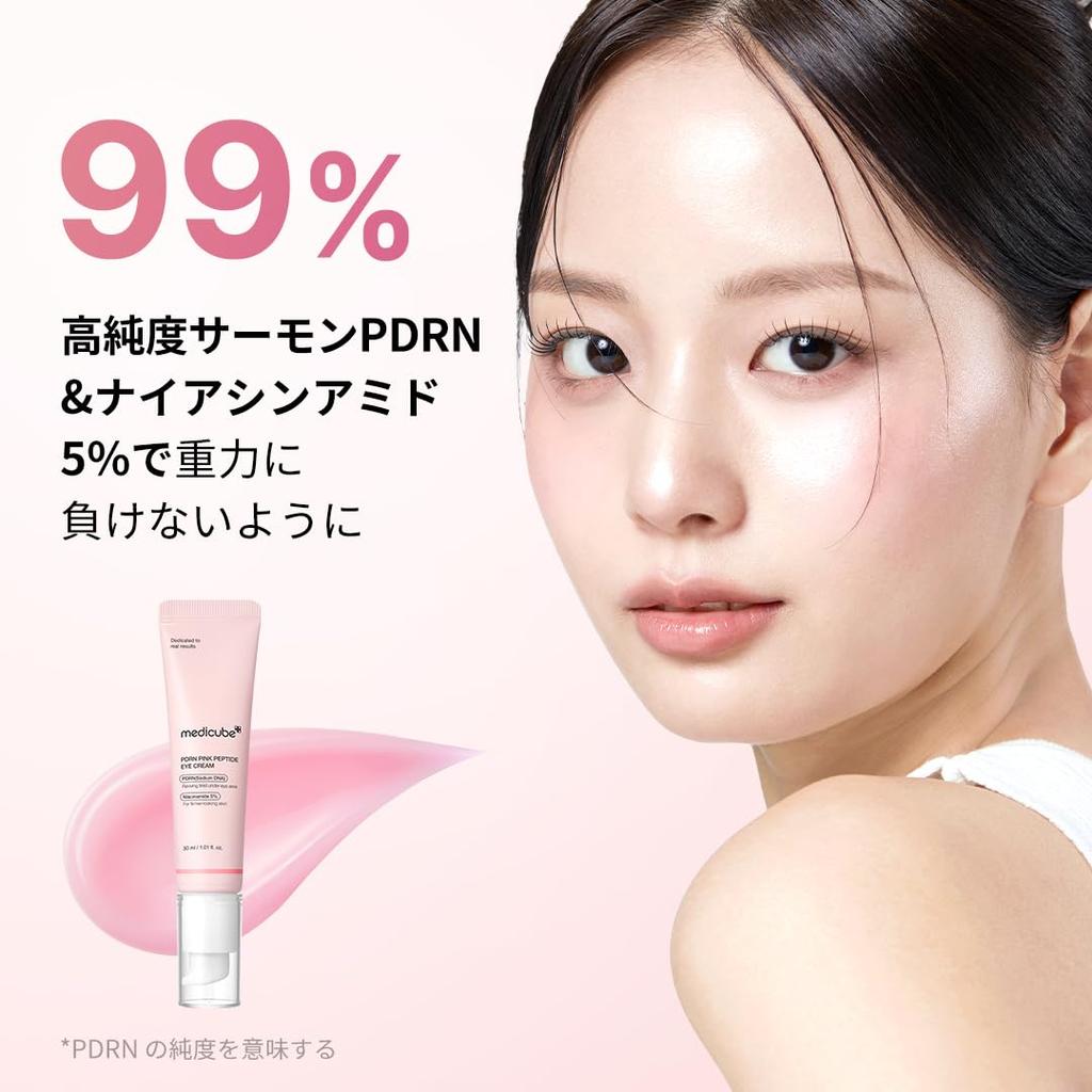 Medicube PDRN Pink Peptide Eye Cream: For Aging Skin Around the Eyes. A Beauty Serum for Creating a Natural, Radiant Complexion. Moisturizes, Soothes