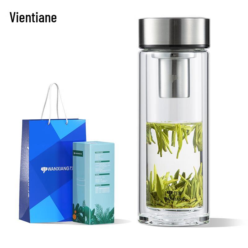 Portable Double-Wall Glass Bottle with Tea Infuser