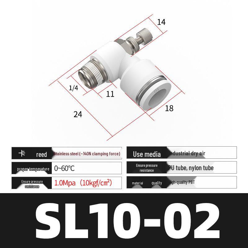 Pneumatyczny regulowany zawór dławiący serii SL (4/6/8/10/12) dla złącza rurki pneumatycznej i cylindra