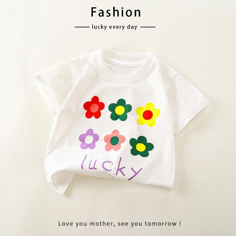 Girl's T-shirt shirt cartoon flower design beautiful short sleeved cool baby girl