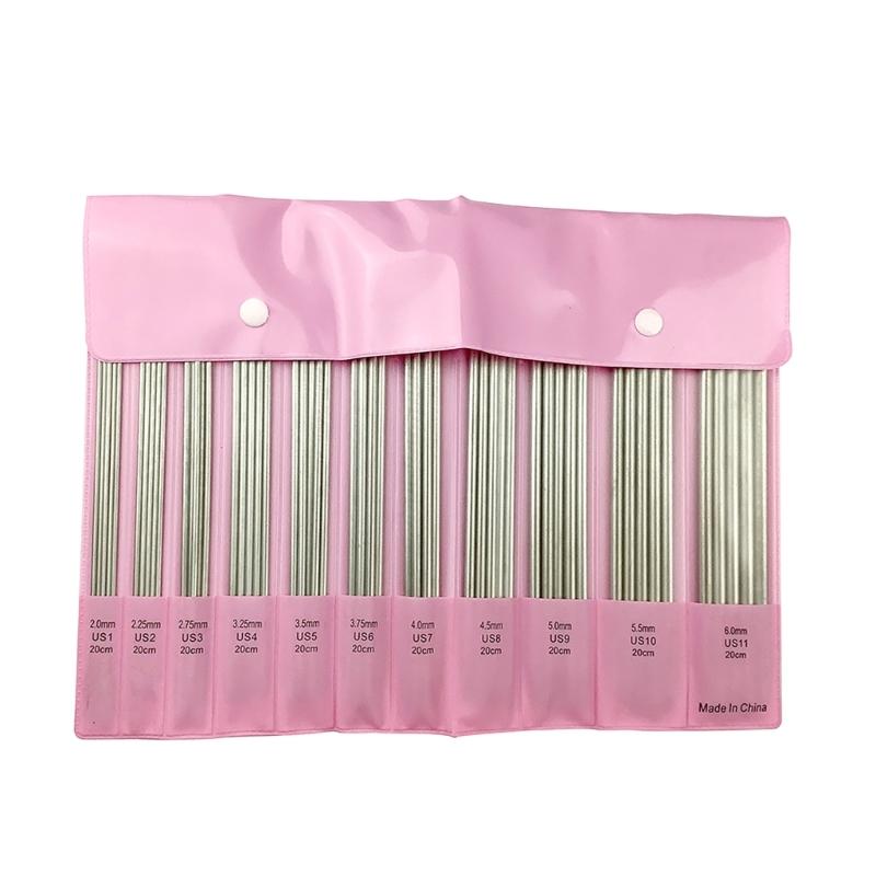 

11Pairs Double Head Stainless Steel Knitting Needle 2.0mm-6.0mm Double Pointed Knitting Needle for Beginner Hobbyist 1