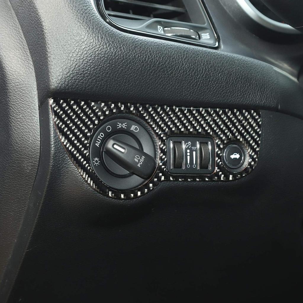 Voodonala for Challenger Charger Real Carbon Fiber Headlight Switches Control Button Knob Trim Decor for 2015-2025+ Dodge Challenger, for 2010-2024+