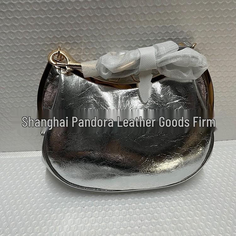 

Crescent Cowhide Chain Dumpling Crossbody Bag with Pendant 24cm