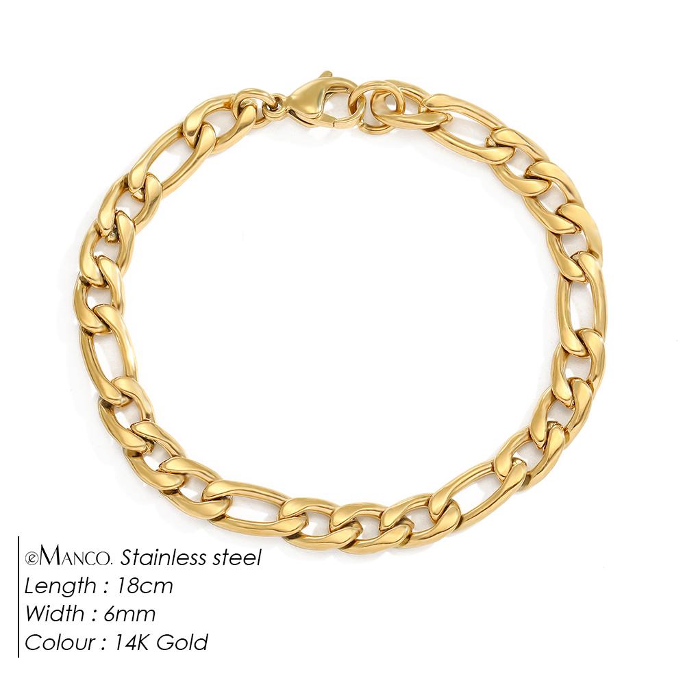 EManco Female Figaro Link Chain Stainless Steel Bracelet Gold Charm Bracelets Chain Bracelets for Women Man Gifts