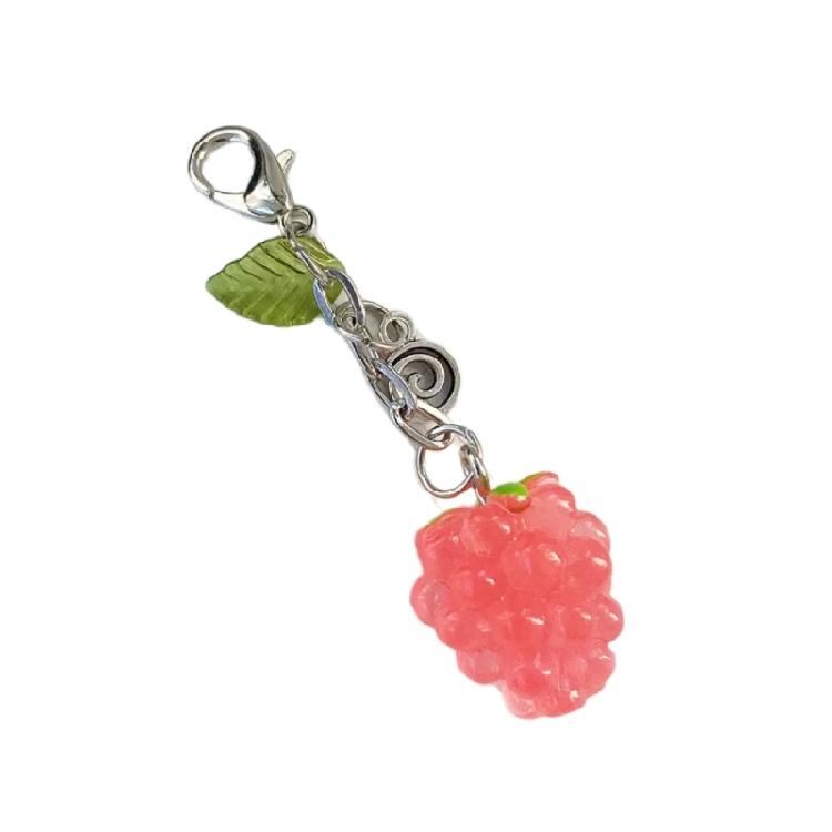 Playful Beaded Keychain Charm with Fruit Theme, Metal Link Chain and Clasped Attachment for Bags, Keys and Daily Use