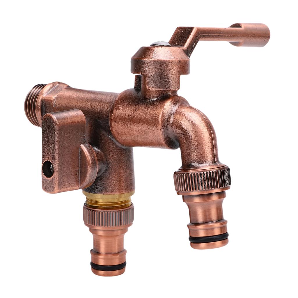 Outside Water Faucet Brass High Temperature Resist 1 In 2 Out Outdoor Wall Mounted Garden Double Faucet for Family