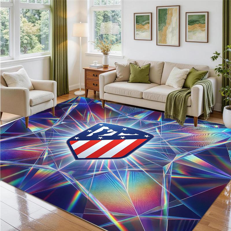 Atletico Madrid Design Crystal Velvet Rug Soft Decorative Mat for Bedroom Entrance