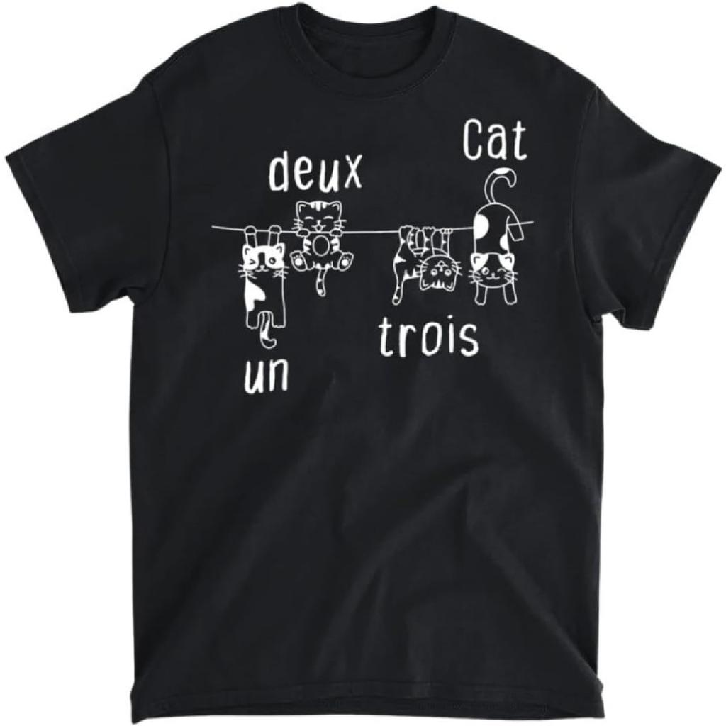 Un Deux Trois Cat Funny French Cat Women Girls T-Shirt, Tank Top, Long Sleeve Shirt, Sweatshirt, Hoodie Men Women Kids Made In Canada