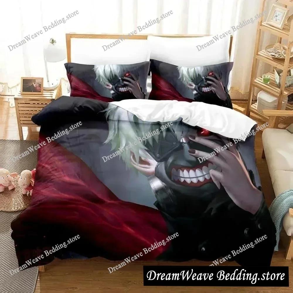 3D Print Anime Bed Sheet Set Tokyo Ghoul Bedding Set Single Twin Full Queen King Size Bed Set Aldult Kid Bedroom Quilt Cover963
