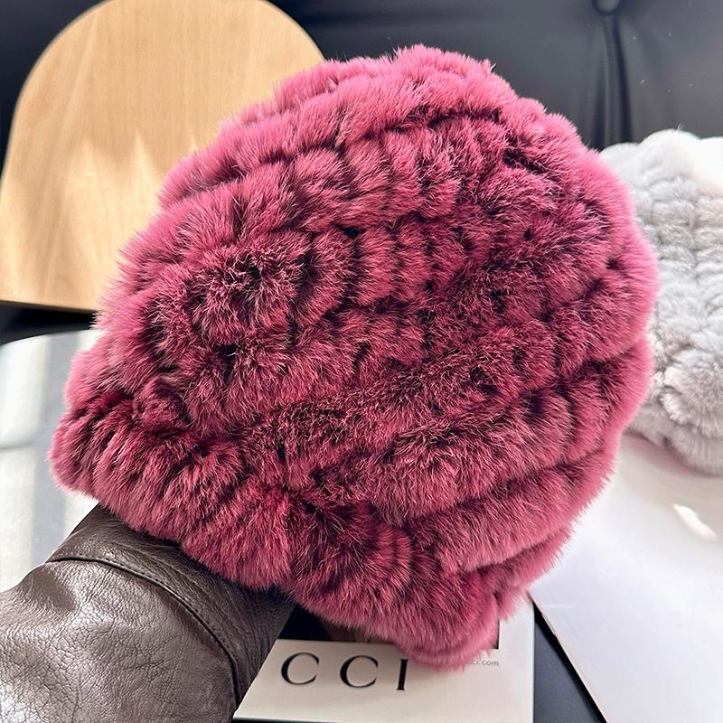 Căciulă din Păr de Iepure Rex Real pentru Femei, Căciulă Groasă din Păr, Blană, Caldă și cu Protecție pentru Urechi, Căciulă Tricotată Plușată, Toamnă și Iarnă, Căciulă Baotou