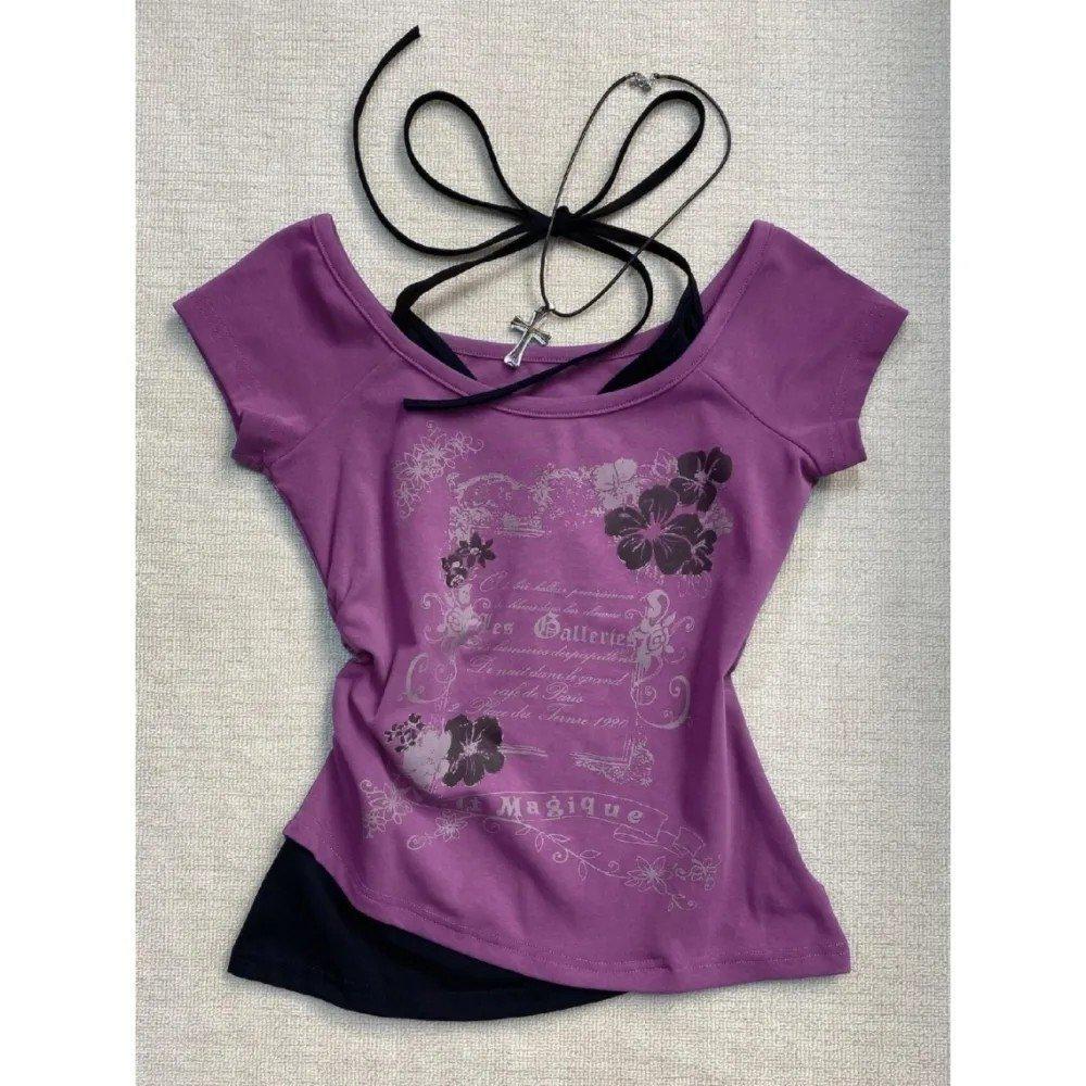 Vintage Y2K Sweet-Spicy Halter Two-Piece Style Cropped Tee