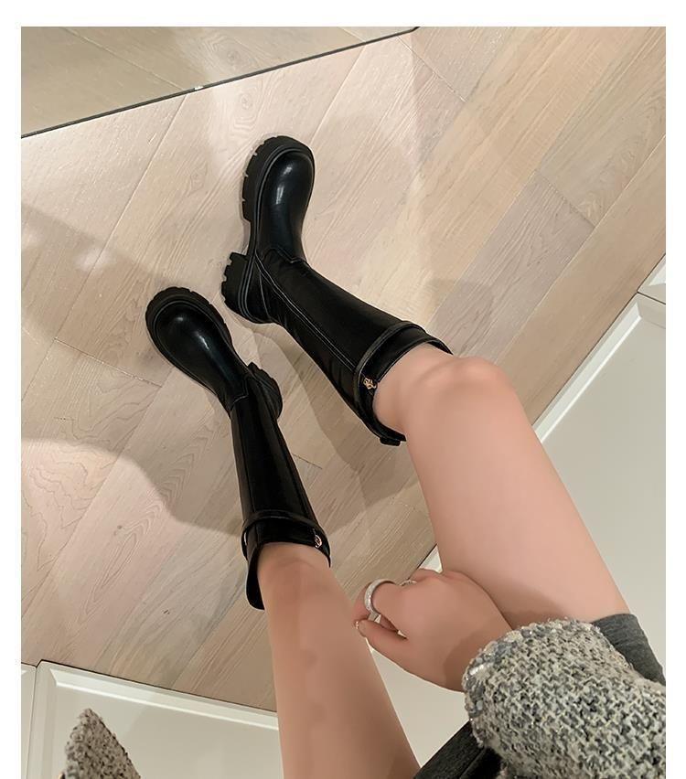 Women's Knee-High Rider Boots with Slanted Chunky Heel and Metal Buckle - Autumn/Winter 2025 Collection