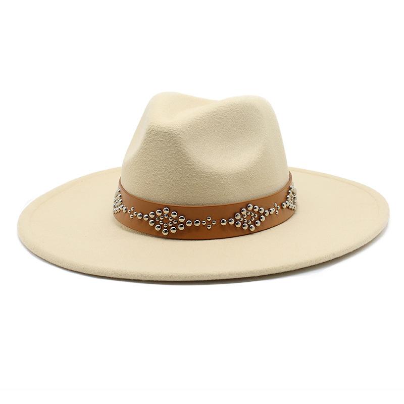 2022 Fedora Hat for Women Retro Wool Felt Jazz Hat 9.5CM Wide Brim Church Wedding Hat Street Fashion Black Dress Cap
