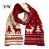 Thick Polyester Scarf for Autumn Winter Knitted Women, Reversible Fair Isle Snowflake Reindeer Outdoor Neck Wrap Scarf, Soft Warm Long Christmas