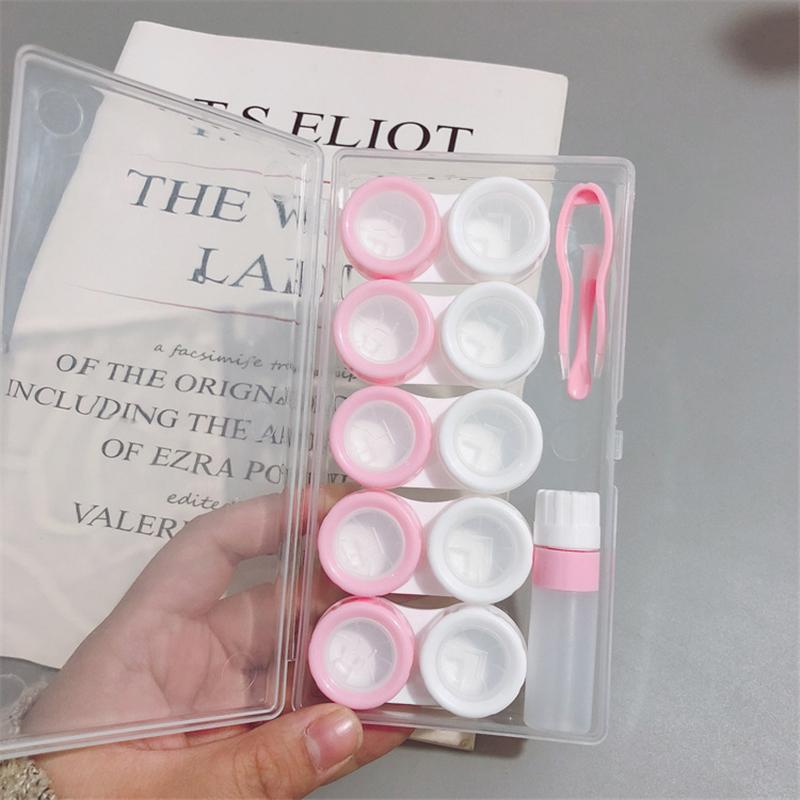 10 grids Contact Lens Box Holder Portable Small Lovely Clear Eyewear Bag Container Contact Lenses Soak Storage Case