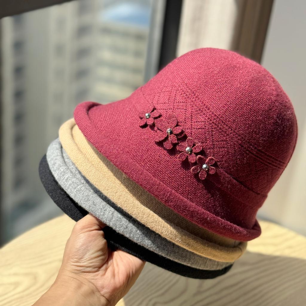 Cappello da Pescatore Autunno e Inverno per Madre di Mezza Età e Anziani Cappello Caldo e Antivento Cappello in Maglia per Anziana Nonna Colore Unico Anti Freddo