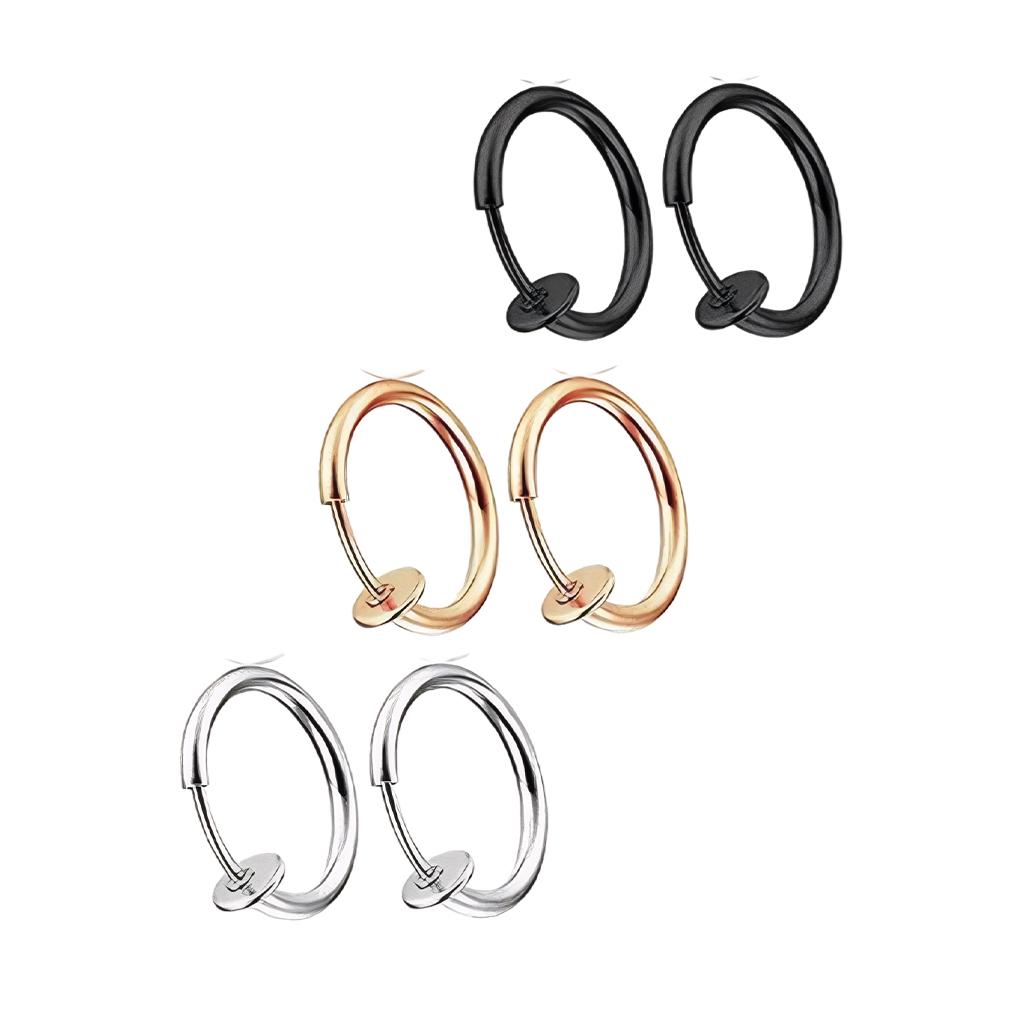 3piece Hypoallergenic Hoop Earrings For Allergy-free Wear Clip On Earrings Clip Earrings Spring Clip