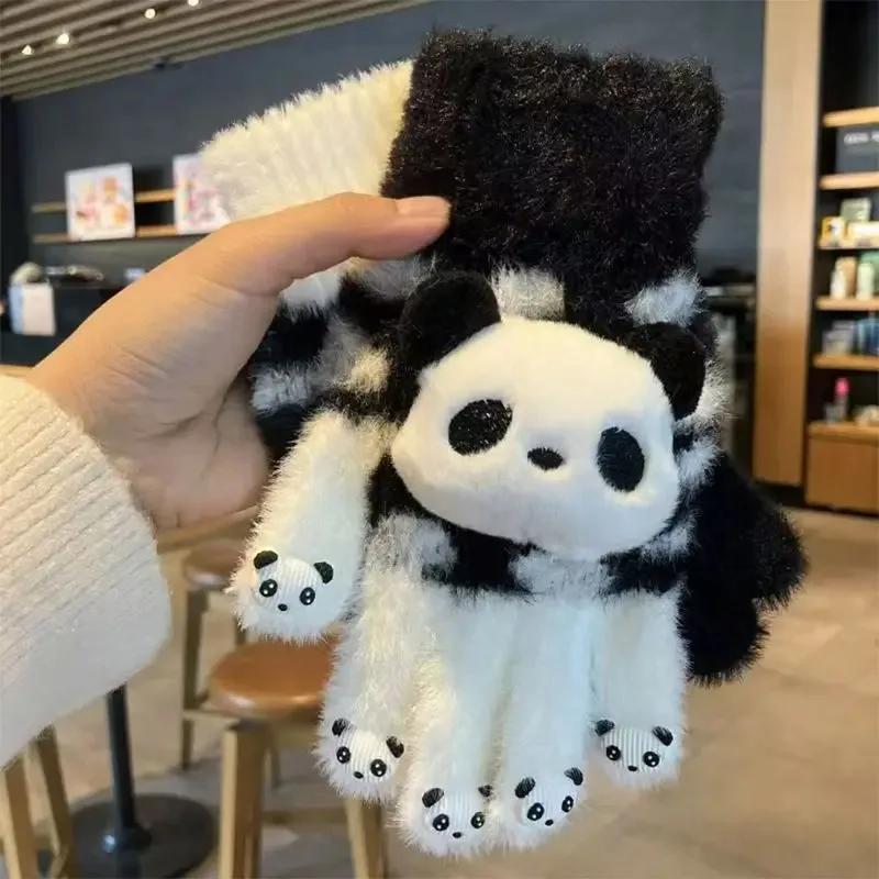 Touchscreen Panda Gloves for Women, Warm Fleece Winter Gloves with Touch Screen Fingers, Cute Animal Design Christmas Gift Idea
