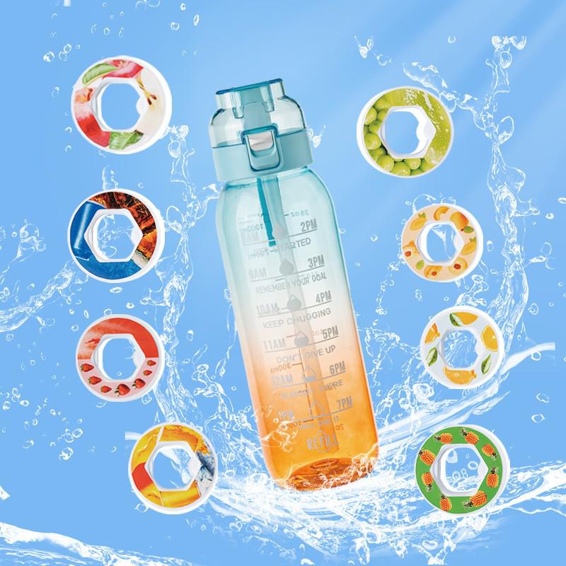 Fruit-Flavored Zero Calorie Water Bottle with Pop-Up Lid and Aroma Ring