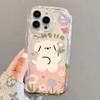 Cartoon Flower Little White Dog iPhone17Promax Mobile Phone Case Transparent for Apple 16promax Cream Case