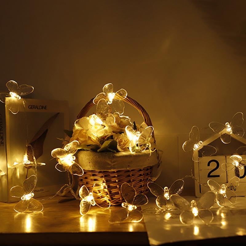10LED Butterfly Transparent LED 150CM String Lights Home Decor Waterproof for Weddings Light String Colorful Battery Powered