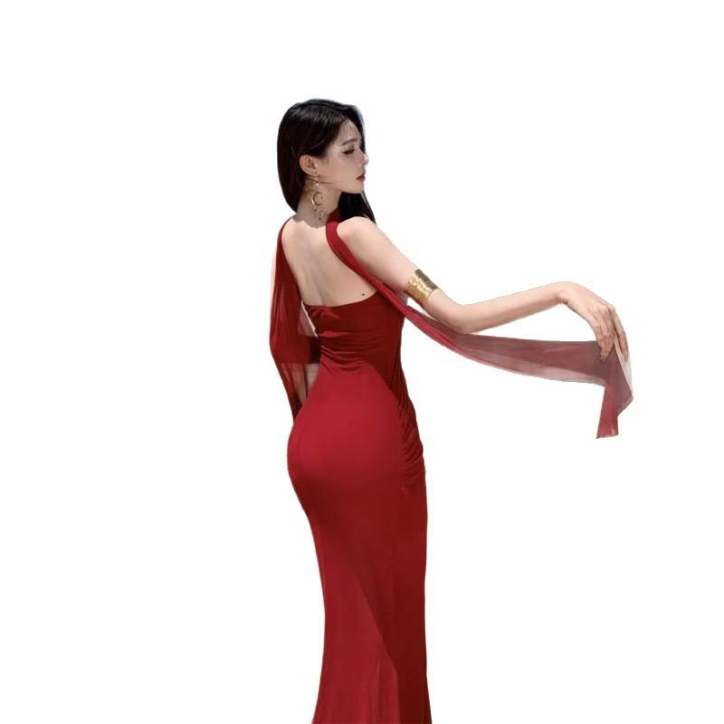 French temperament socialite beautiful fishtail long dress mesh tube top dress women's high-end seaside vacation beach dress
