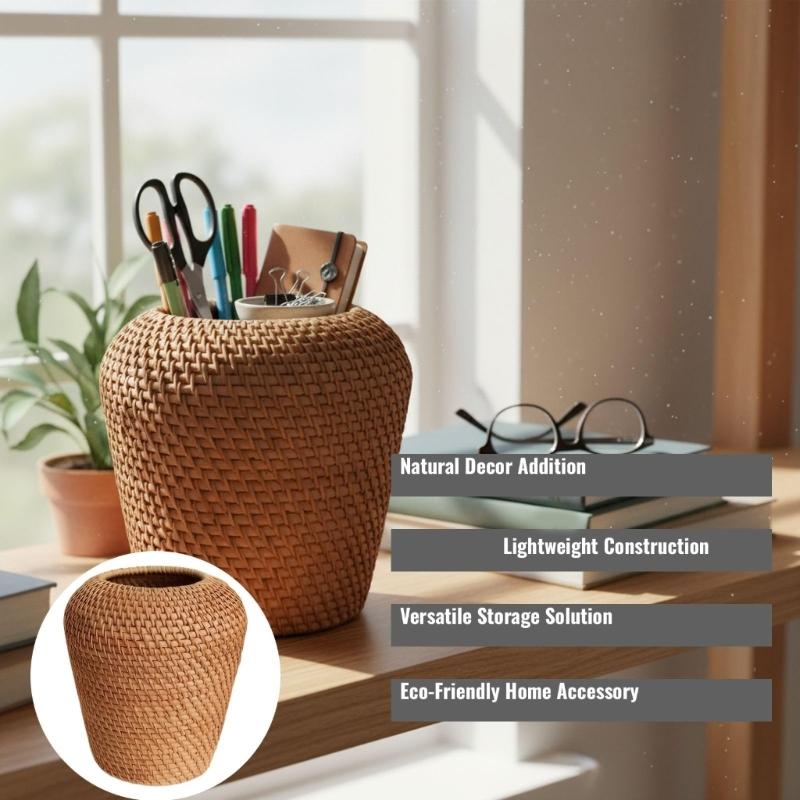 Rattan Vases Country Rustics Styles Handmade Woven Plant Flower Vases Basket for Home Decors Decorative Vases Centerpieces