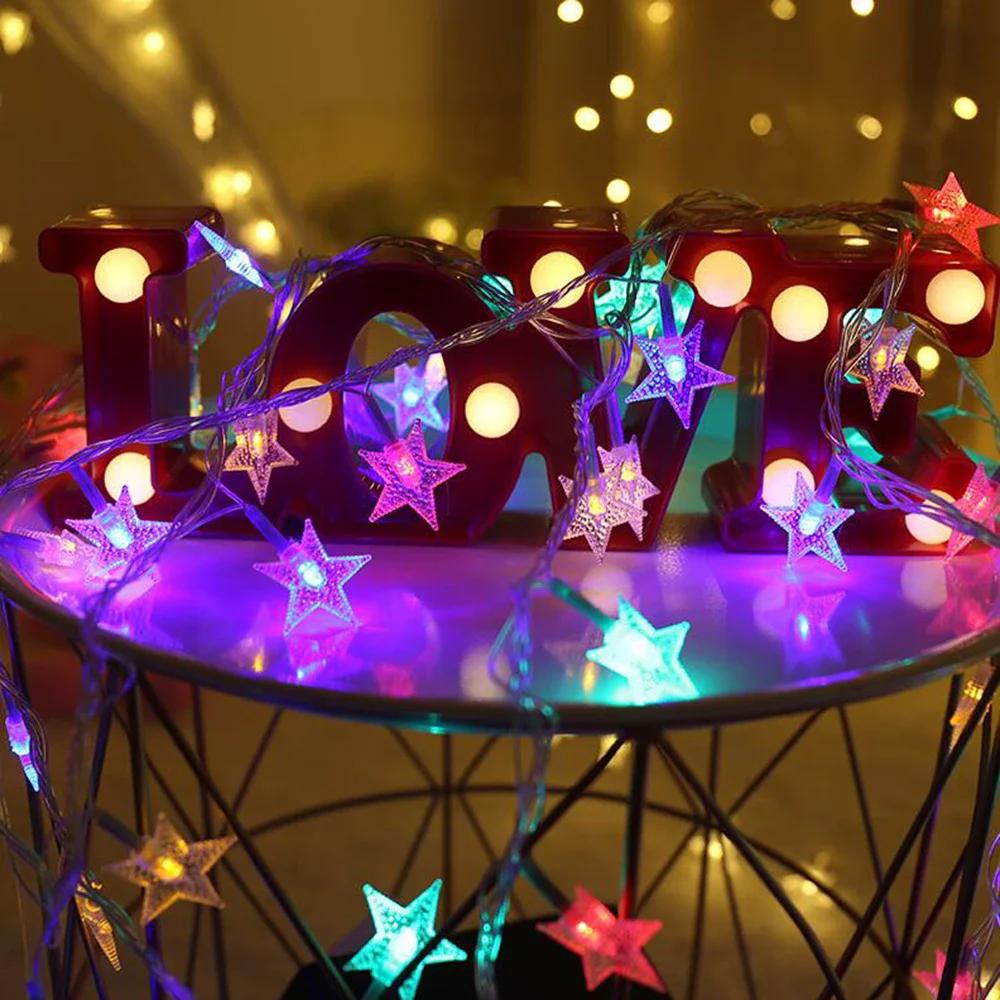 Star String Lights Led Fairy Light Christmas Garland For New Year Wedding Party Party Home Warm Camping Home Decoration