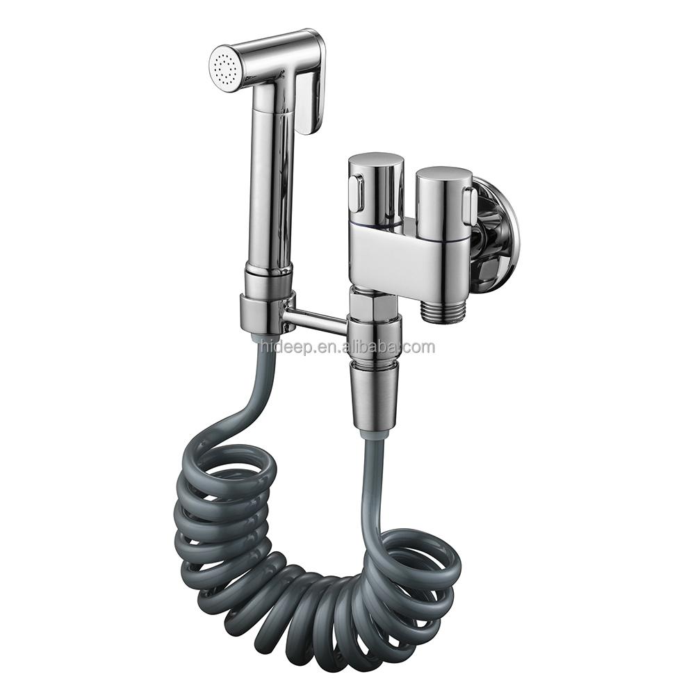 HIDEEP Brass Modern Hotel Use Bidet Spray Gun Set Chrome Bathroom Toilet Washing Faucet (as the picture,brass)