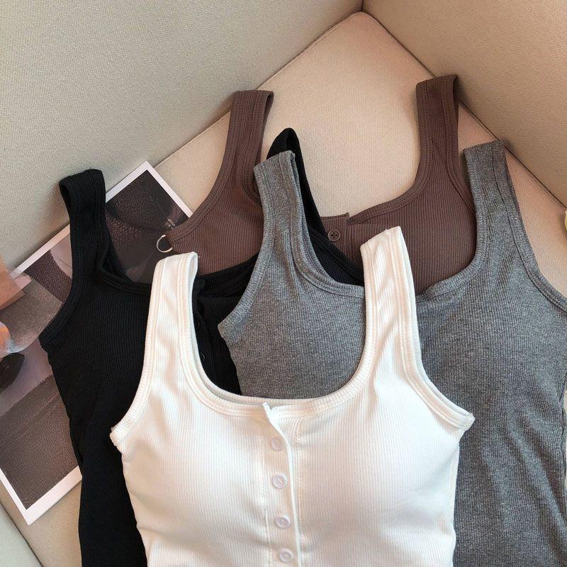 Sleeveless Modal Cami Top with Adjustable Straps and Built-in Bra Pad - Sexy Base Layer Vest