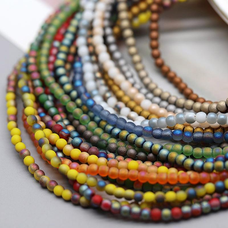 Matte Color Crystal Glass Beads 3mm 145pcs Round Loose Spacer Beads for Clothing Embroidery Decor Craft Making