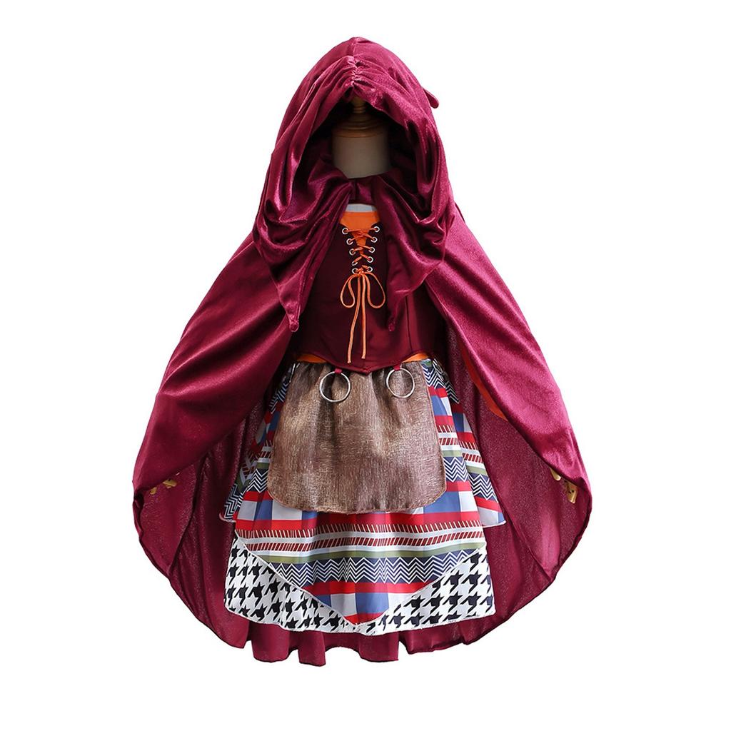 Halloween Children's Role Playing Costume Medieval Style Shawl Cape Dress Set Girls' Holiday Show Clothes Cosplay Dress Up