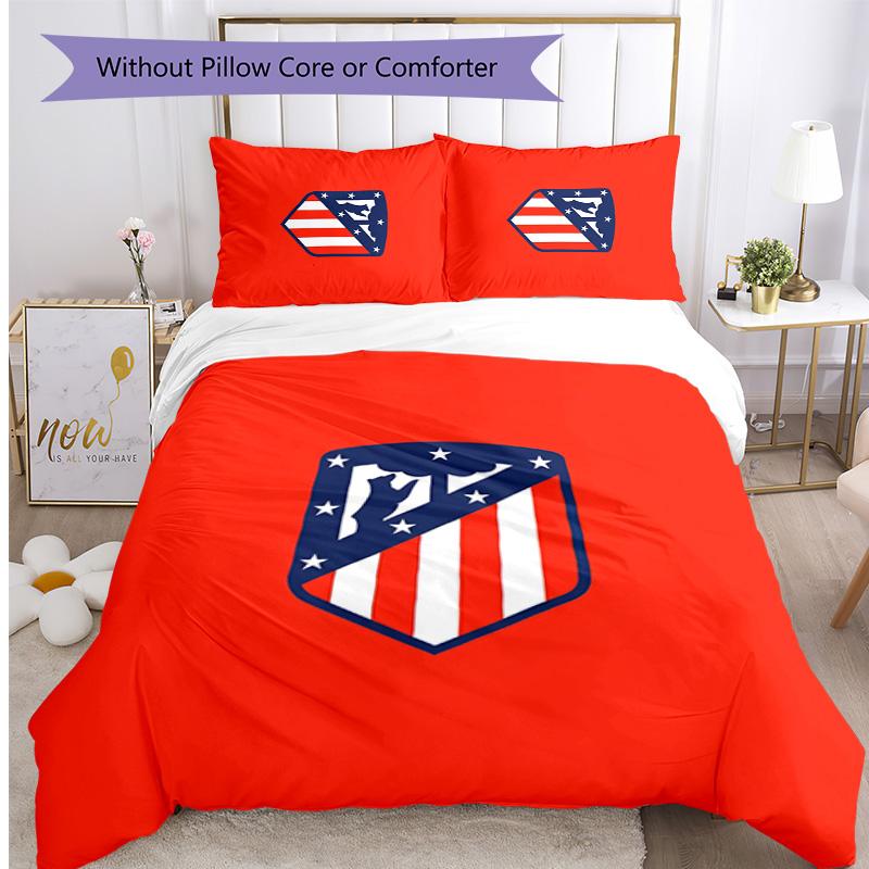 Set Biancheria da Letto 3 Pezzi con Stampa Atletico Madrid Morbido Delicato sulla Pelle Lavabile Copripiumino e Federe Set per Tutte le Stagioni Camera da Letto