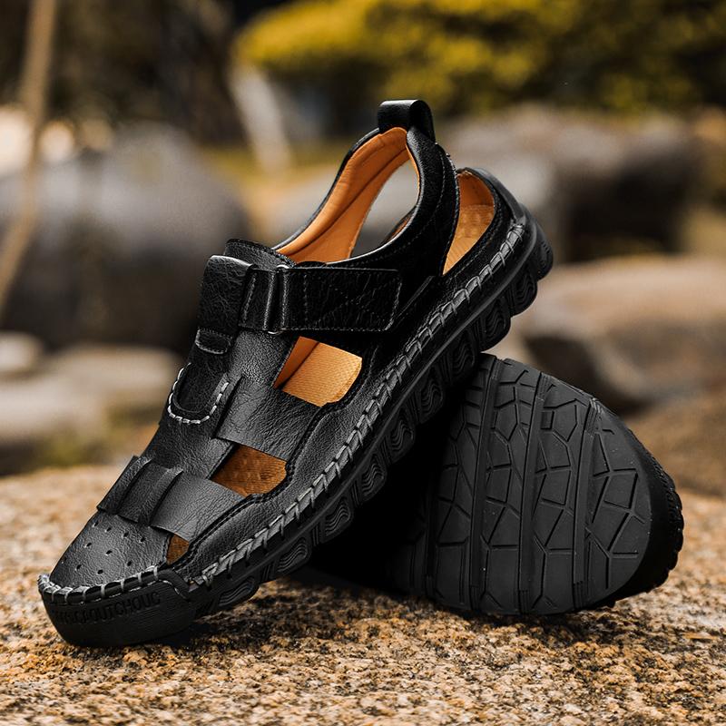 Sandale de exterior pentru bărbați, lucrate manual, pantofi casual respirabili pentru bărbați pentru vară, pantofi pentru bărbați, încălțăminte de plajă, mărimi mari 38-48