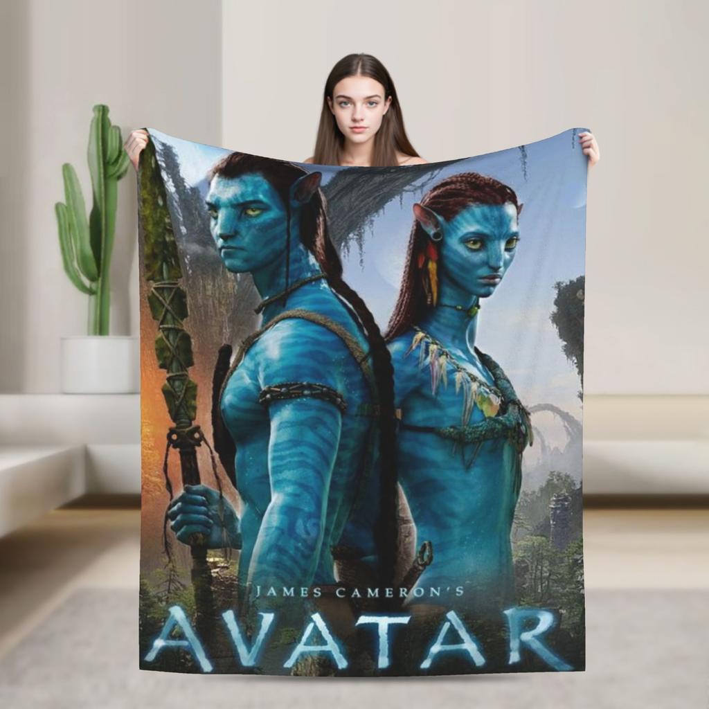 Avatars Blue Na'vi Neytiri Poster Bedding Throws Soft Comfy Blanket For Couch Chair Plane Travel Flannel Bedspread Bed Cover