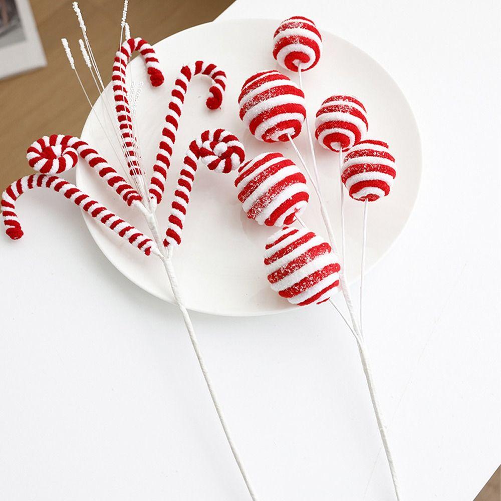 Lifelike Christmas Plush Candy Cane Festival Xmas Tree Garland Ornaments  Home Decoration