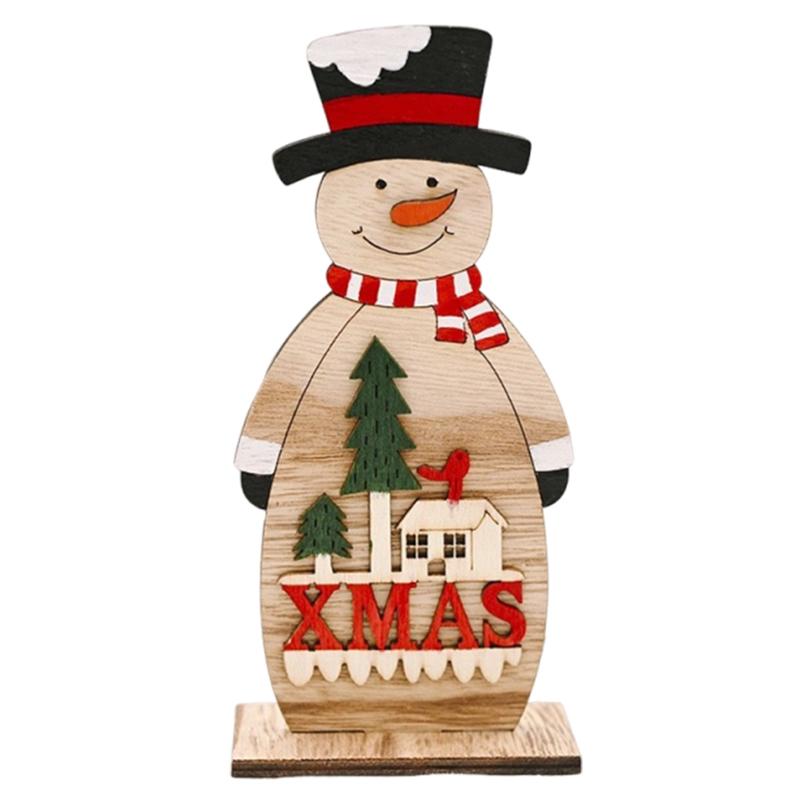 Wood Christmas Decoration Santa Claus Table Craft Ornament Xmas New Year Party Wedding Home Decor Supplies