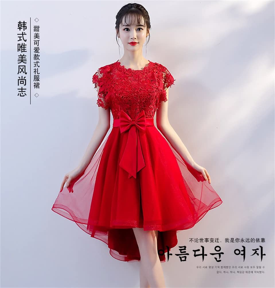 JINZUOMA Party Evening Wedding Concert Lace Tulle Midi Elegant Formal Dress with Lace Floral Perfect for Wedding and Parties Size Women's Dress,