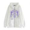 Cross-border new product spot skull wings hooded zipper sweater women's fleece thickened loose sports cardigan sweater women's