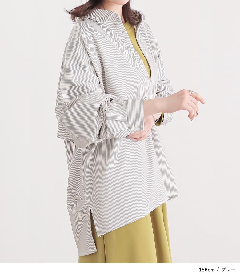 Oshare Walker Striped Long Sleeve Loose Perfect for Spring and 11tn0d1 n'OrLABEL T-Shirt, Women's Top, Casual, Slimming, Fit, Layering, Simple,