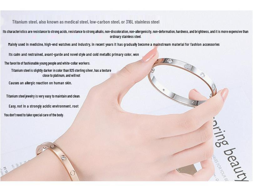 Rose Gold Bamboo Joint Titanium Steel Bangle - Luxurious, Non-fading, Diamond-studded, Waterproof Women's Bracelet.